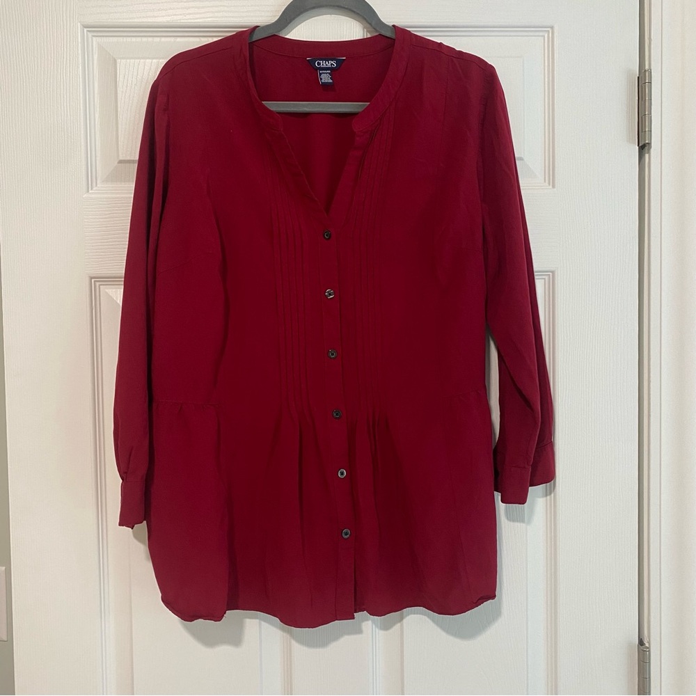 Chaps Women's Deep Red Button-Down Shirt